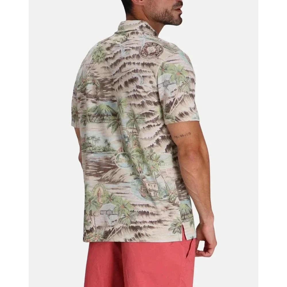 $168 Polo Ralph Lauren Men's Classic-Fit‎ Beach-Print Mesh Polo Shirt, Brown, L